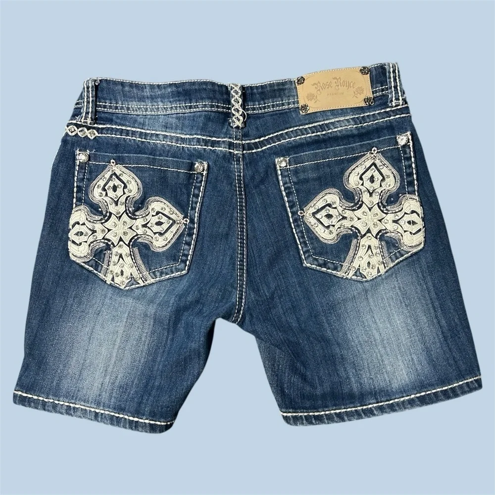 Y2K Rose Royce Premium Sarah Shorts Low Waist Rhinestone Stud Size 29 9/10